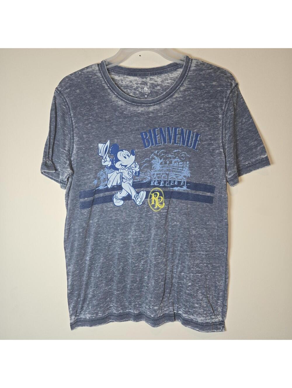 Disney Parks Riviera Resort Mickey Mouse Bienvenue Men’s Blue Shirt  sz M